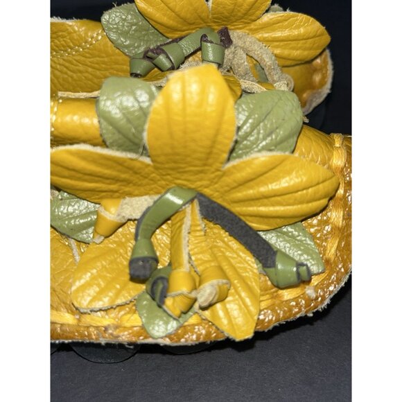 Womens Casual Driving Shoes 8 Slip On Flats Leather Loafers Floral Thick Stitch - Picture 8 of 12